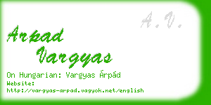arpad vargyas business card